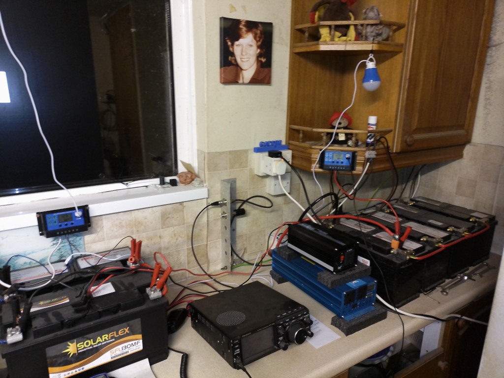 Yaesu FT-710 SDR transceiver - MPPT controller charging four 130Ah batteries - A 2000W continuous rated (4000W peak) pure sine wave inverter is used to run my kitchen equipment